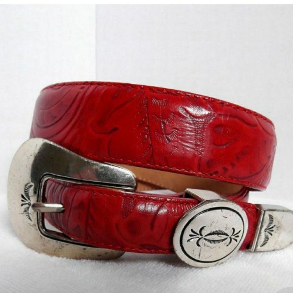 Justin Vintage top Cowhide Red Leather Belt